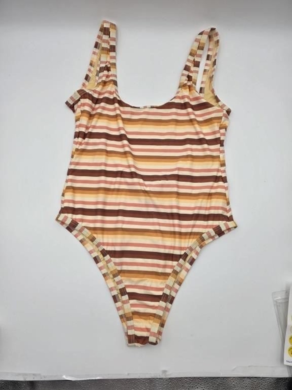 Billabong Striped One-Piece Swimsuit in Orange, Cream, Tan & Brown